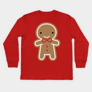 Kawaii Gingerbread Man Kids Long Sleeve T-Shirt